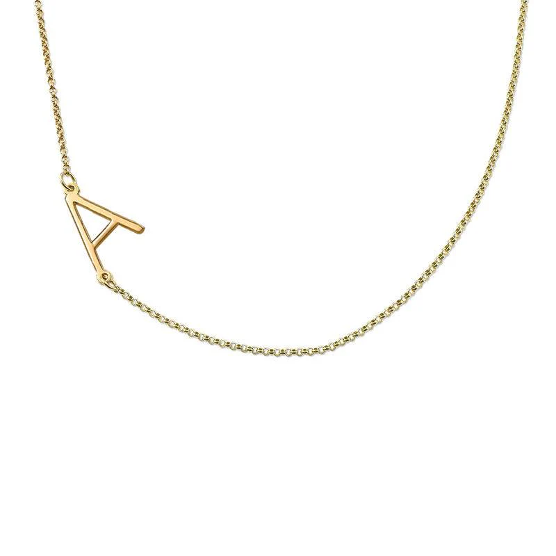 Sideways Initial Necklace in 18k Gold Vermeil