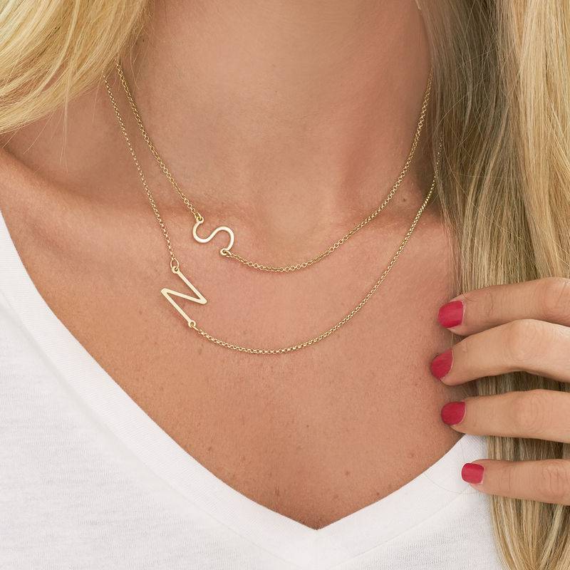 Sideways Initial Necklace in 18k Gold Vermeil - Image 3