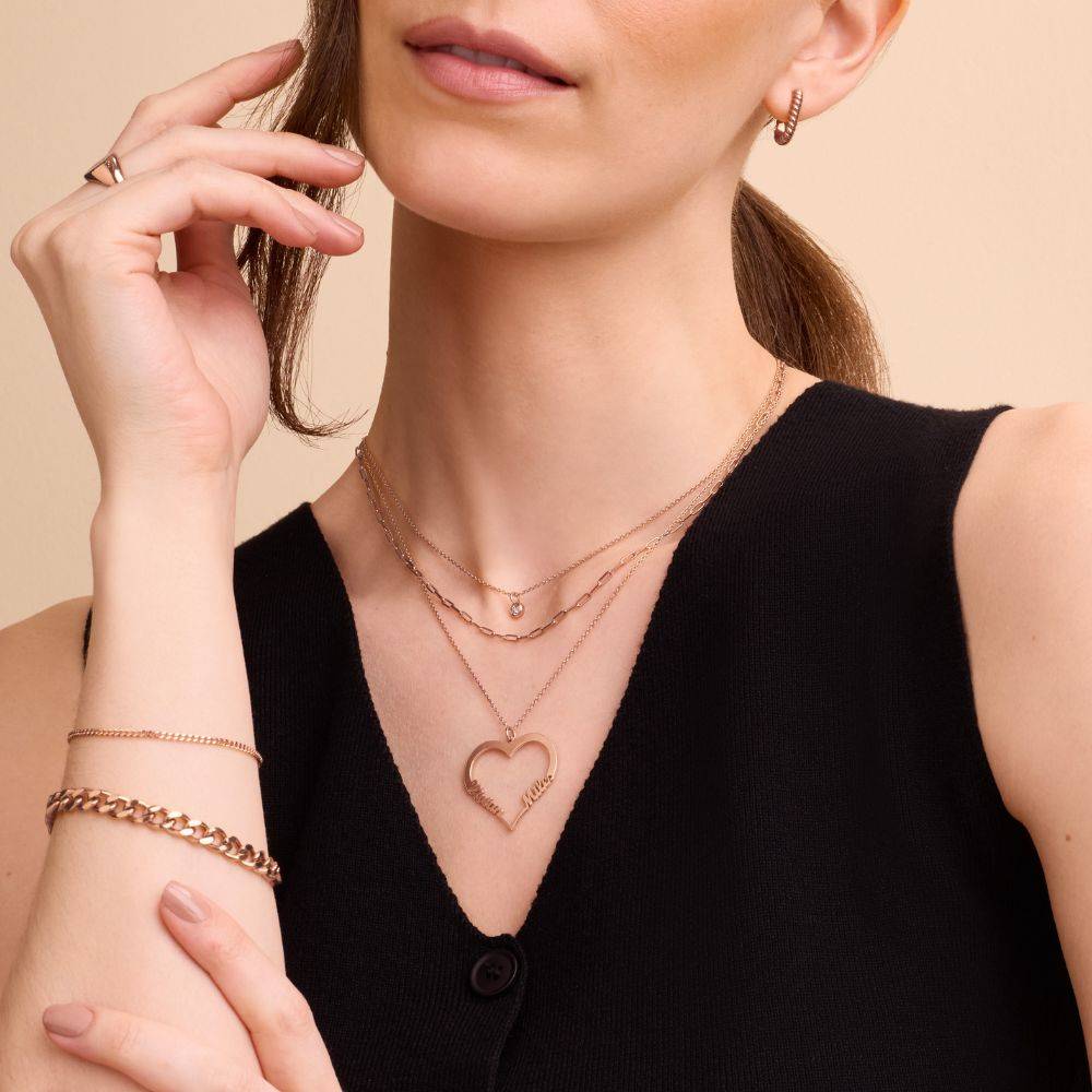 18k Rose Gold Plated Heart Necklace - Unique Gifts for Her - Image 4