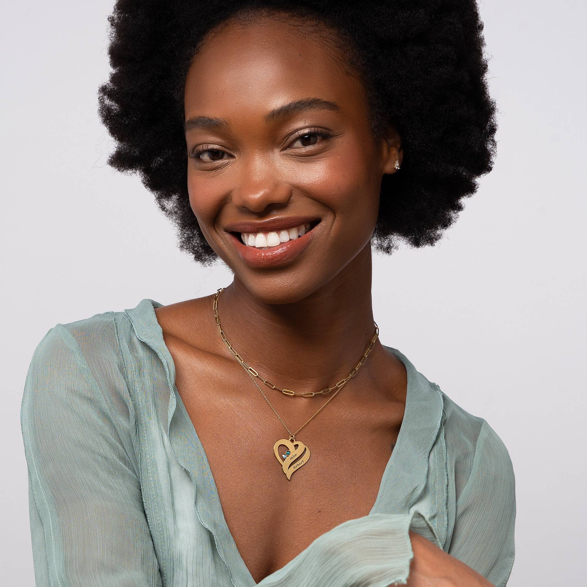 Two Hearts Forever One Necklace - 18k Gold Vermeil - Image 4
