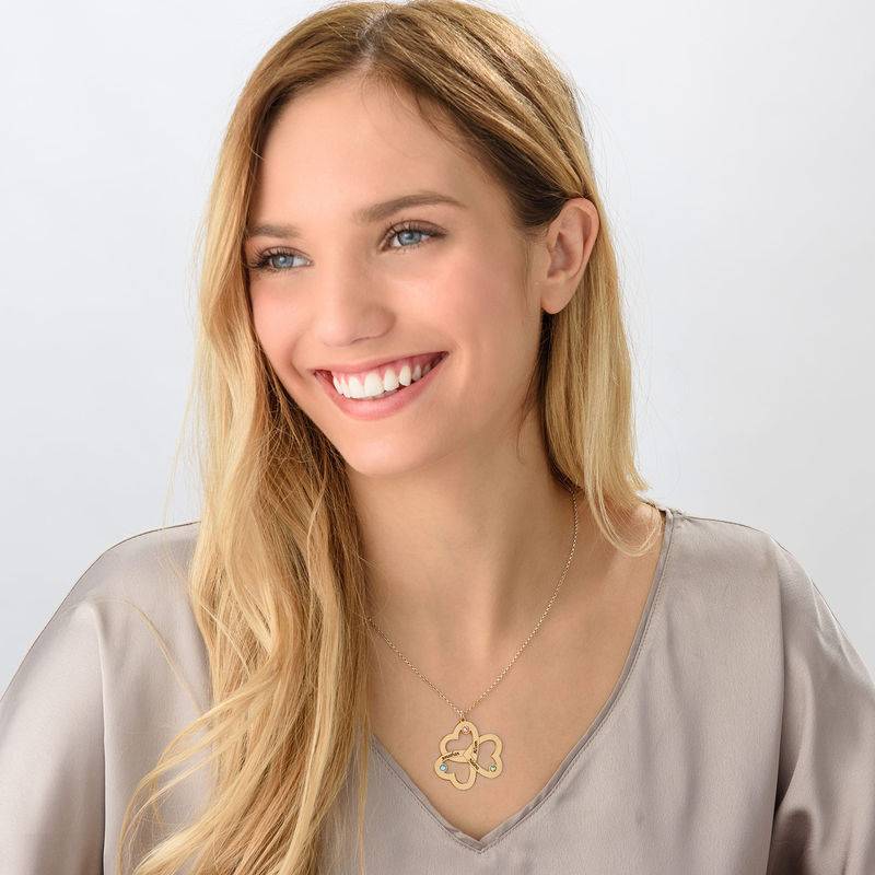 Personalized Triple Heart Necklace in 18k Gold Vermeil - Image 2
