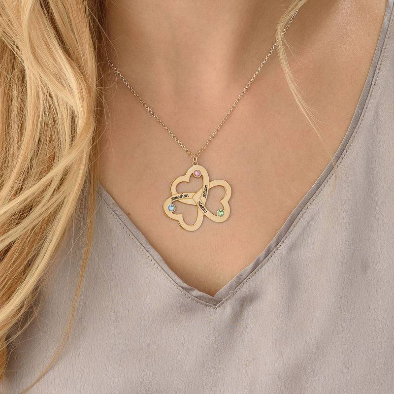 Personalized Triple Heart Necklace in 18k Gold Vermeil - Image 3