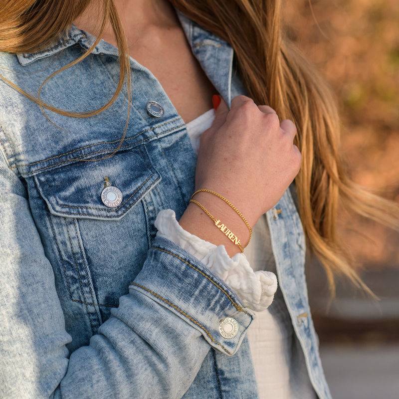 Name Bracelet with Capital Letters in 18K Gold Vermeil - Image 3