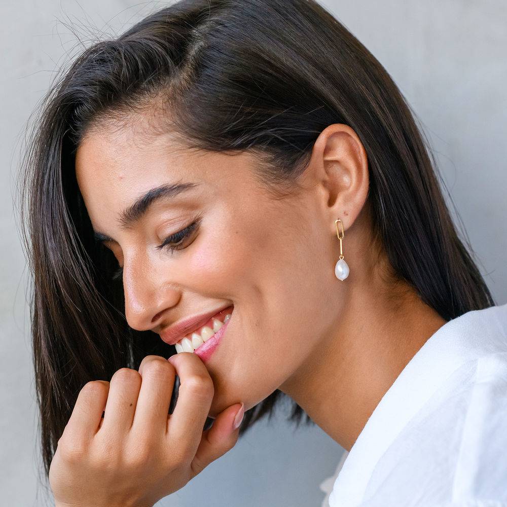 Baroque Pearl Links Earrings in 18K Gold Plating - Image 3