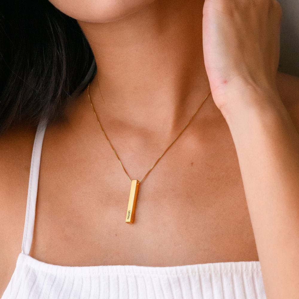 Custom 3D Bar Necklace Matte in Gold Vermeil - Image 2