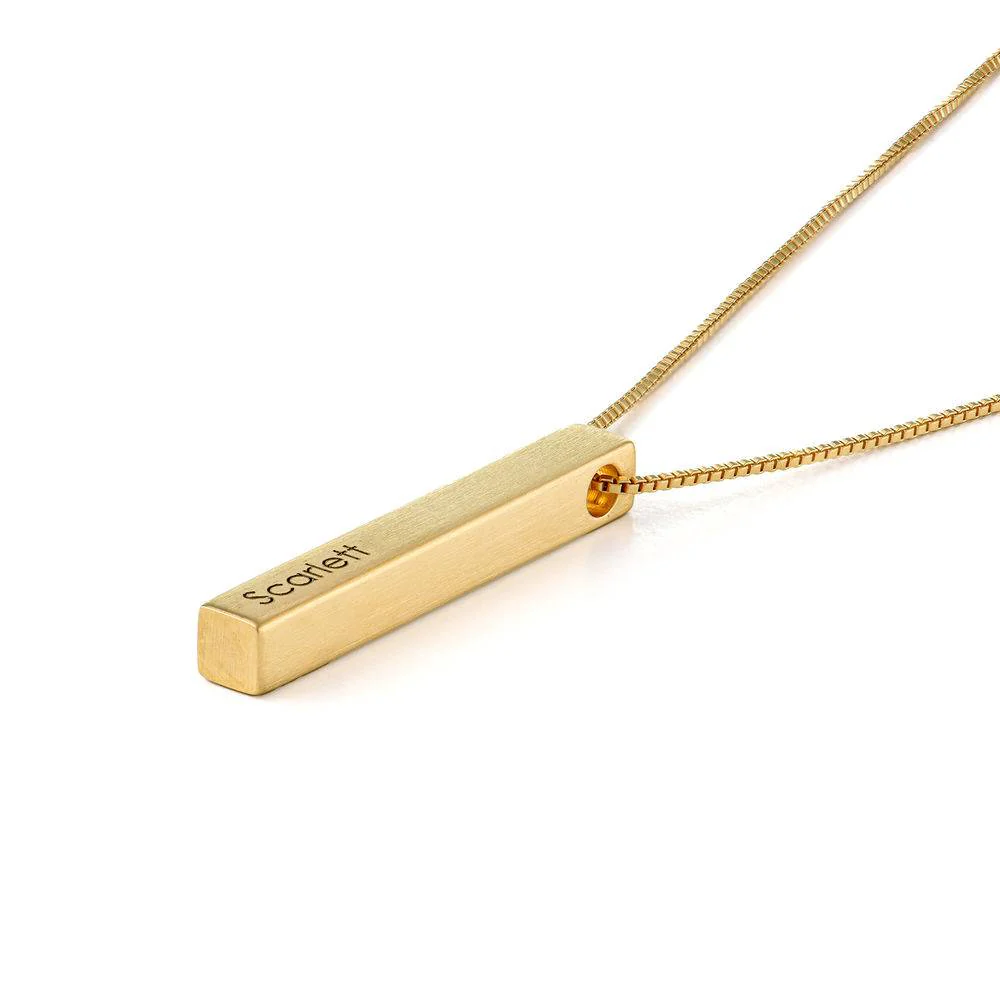 Custom 3D Bar Necklace Matte in Gold Vermeil - Image 3