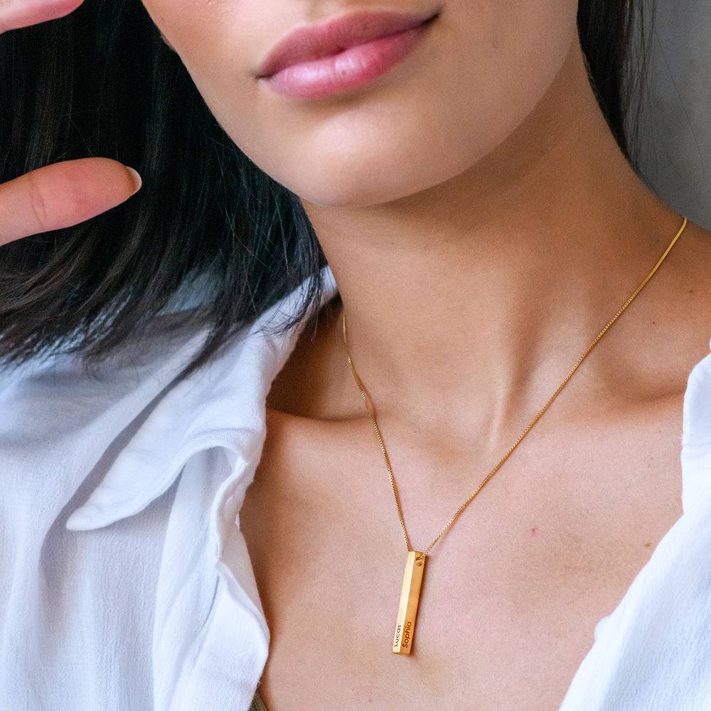 Custom 3D Bar Necklace Matte - Gold Plated - Image 2