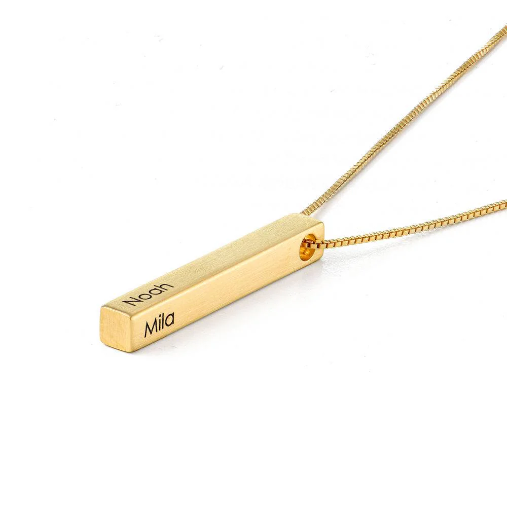 Custom 3D Bar Necklace Matte - Gold Plated - Image 3