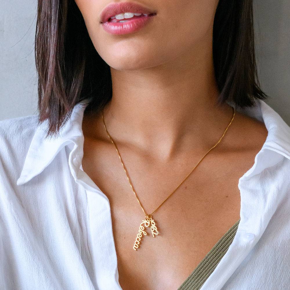Vertical Name Necklace in Cursive in Gold Vermeil - Image 2