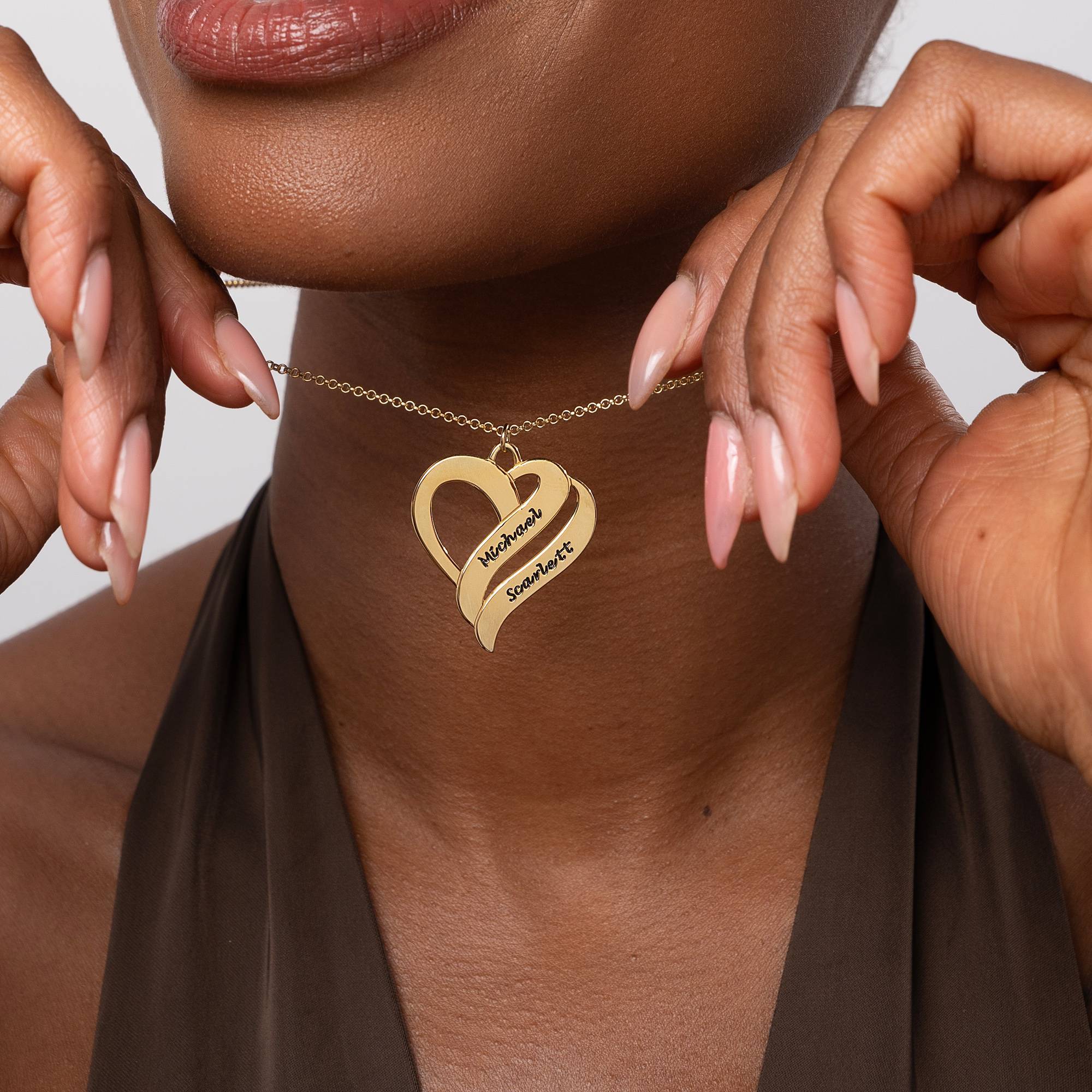 Two Hearts Forever One Necklace in 18k Gold Vermeil - Image 3