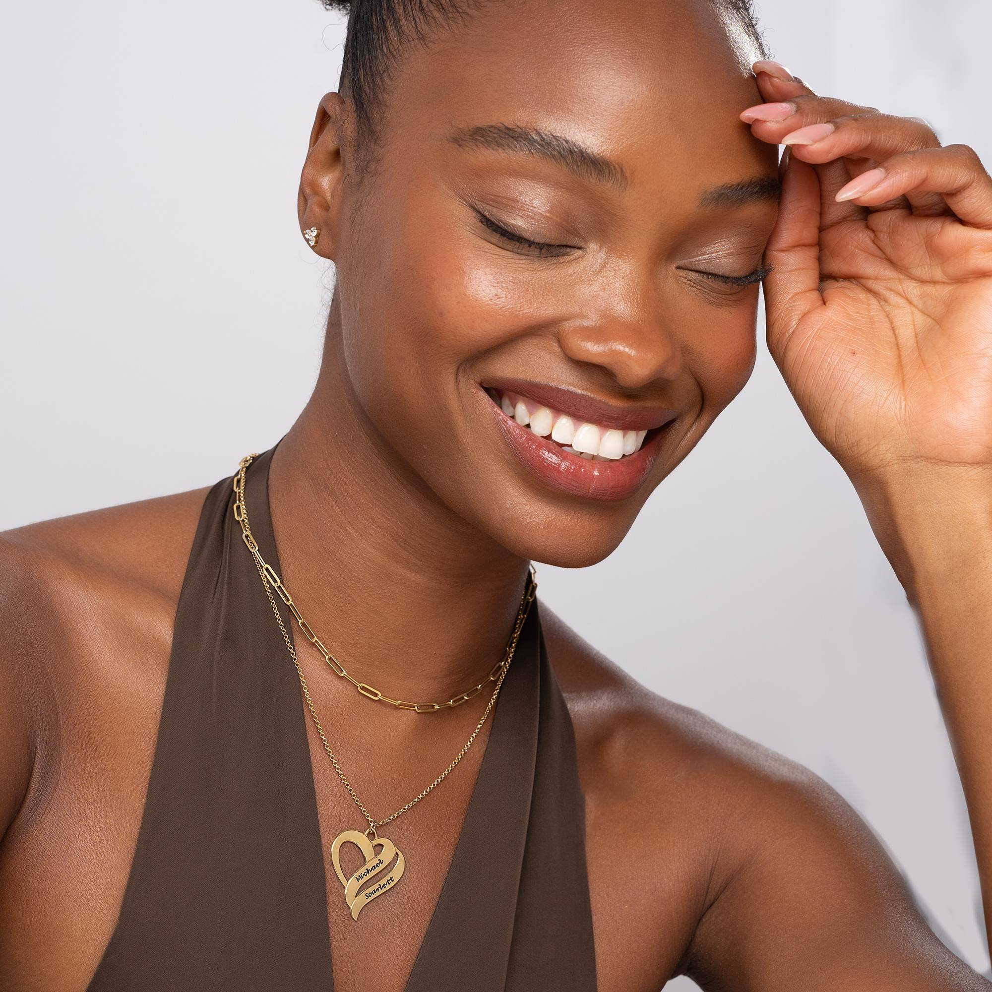 Two Hearts Forever One Necklace in 18k Gold Vermeil - Image 4