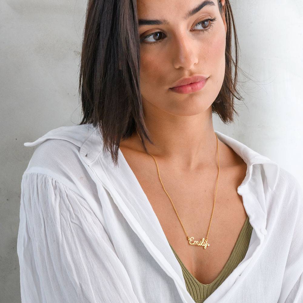 Cursive Name Necklace in Gold Vermeil with Diamond - Image 4