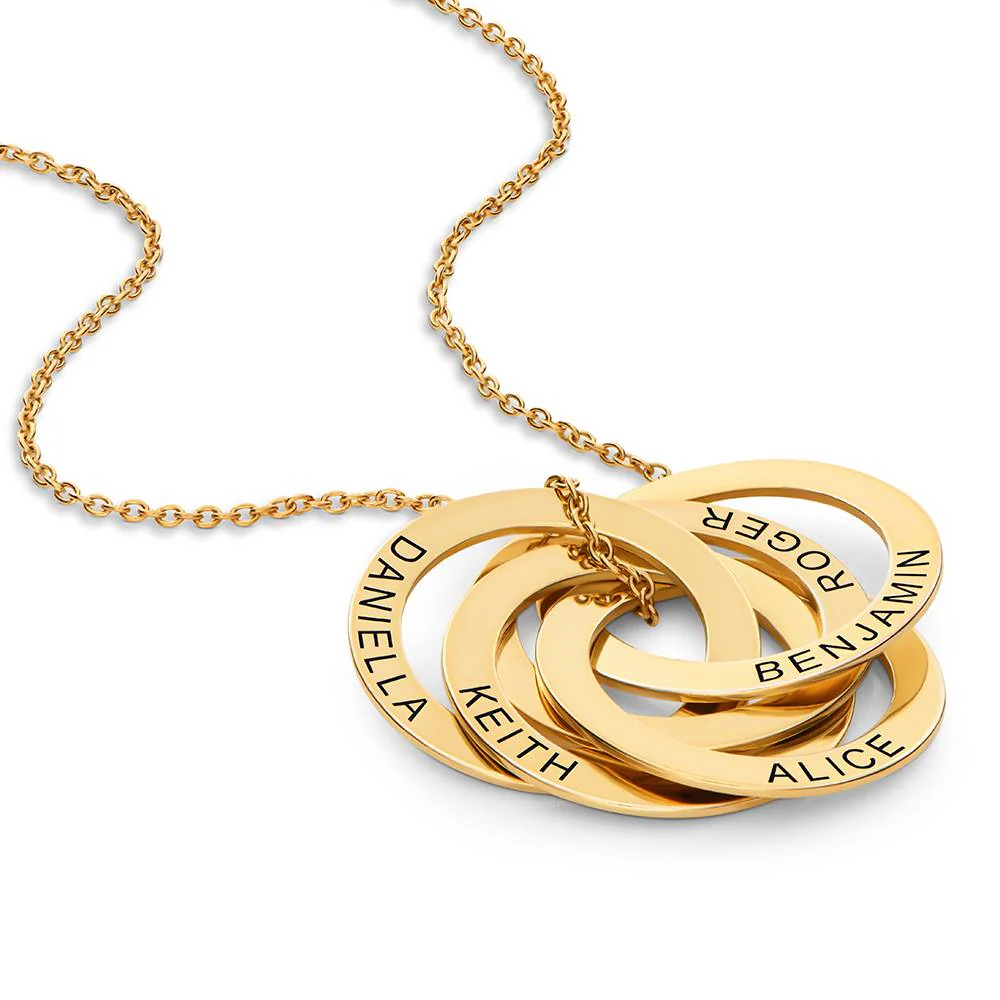 5 Russian Rings Necklace in Gold Plating - Family Necklace for Mom - Mothers Gifts Sale - Grandmother's Necklace - Gift for Grandma - Image 3