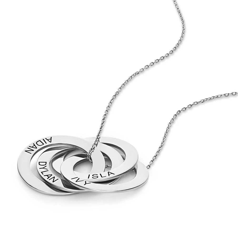 Gift for Mom - 4 Russian Rings Necklace in Sterling Silver - Personalized Necklace with Kids Names - Mother Necklace - Birthday Gift for Wife - Image 3
