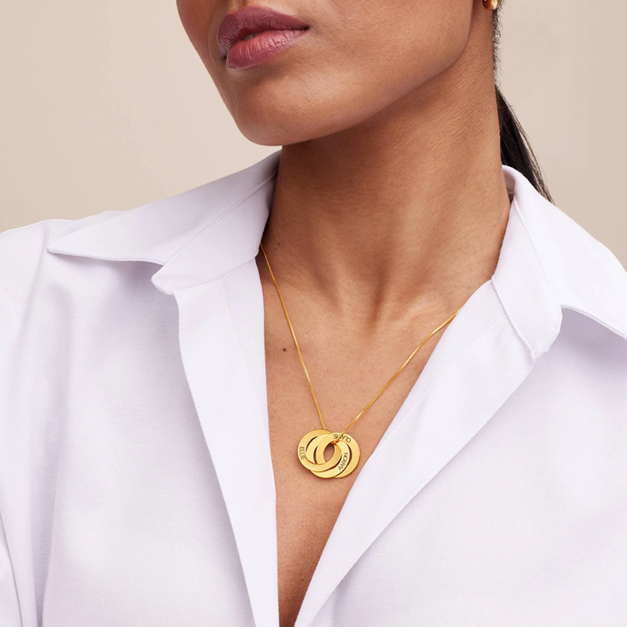 Best Anniversary Gifts for Wife - Russian Ring Necklace with Engraving in Vermeil - Image 2