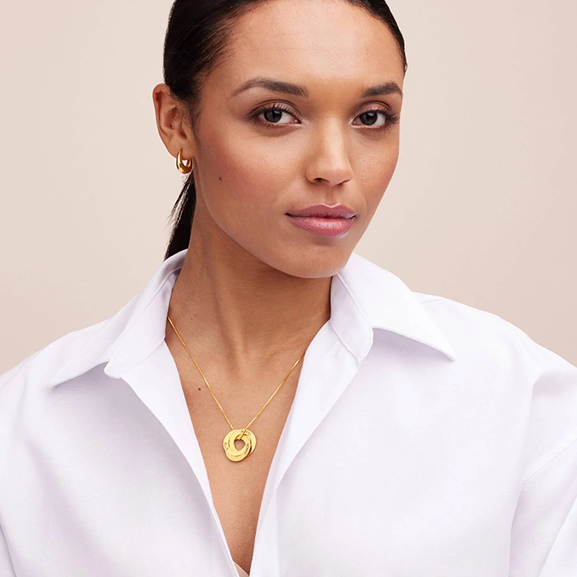 Best Anniversary Gifts for Wife - Russian Ring Necklace with Engraving in Vermeil - Image 3