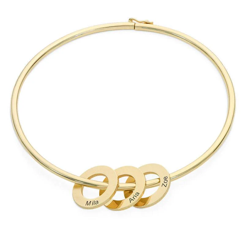 Bangle Bracelet with Round Shape Pendants in Vermeil - Image 2