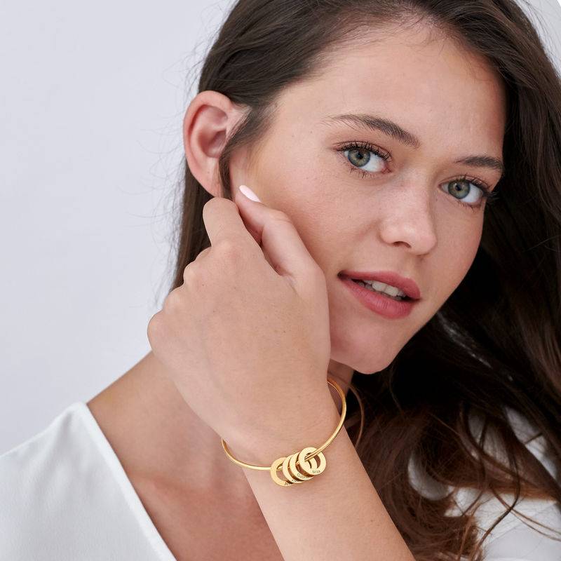 Bangle Bracelet with Round Shape Pendants in Vermeil - Image 3