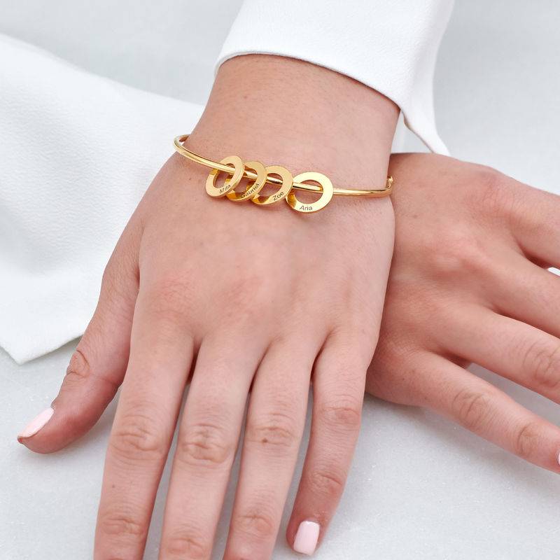 Bangle Bracelet with Round Shape Pendants in Vermeil - Image 4
