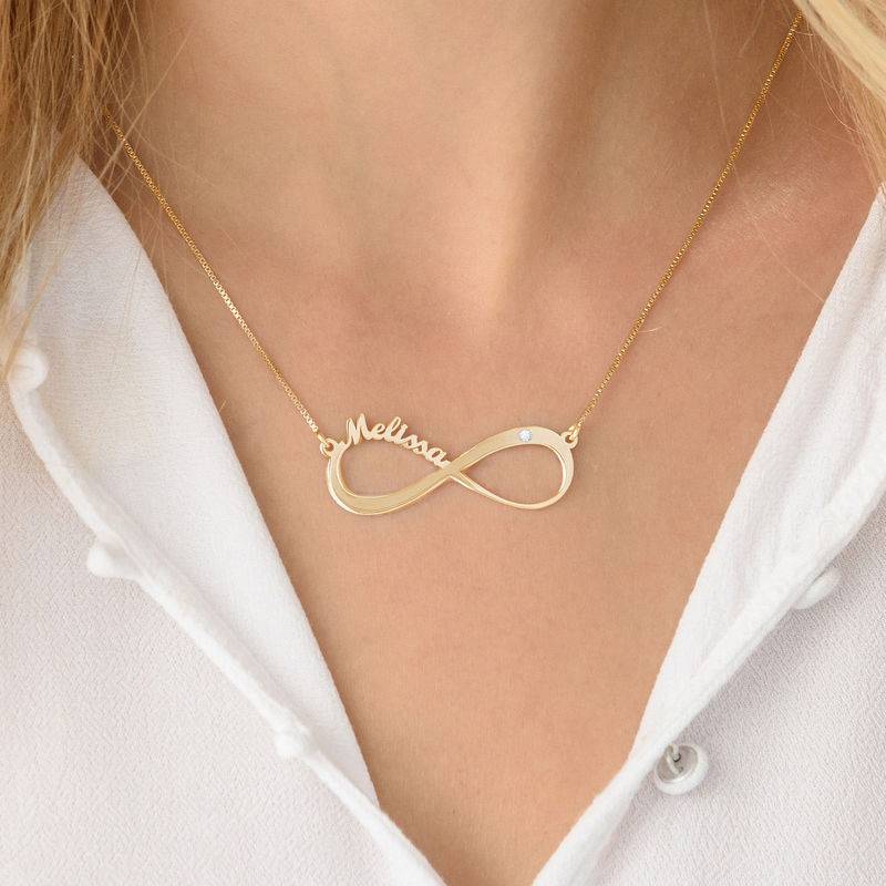 Perfect Mothers Gift - Infinity Name Vermeil Diamond Necklace - Name Necklace for Mom - Image 4