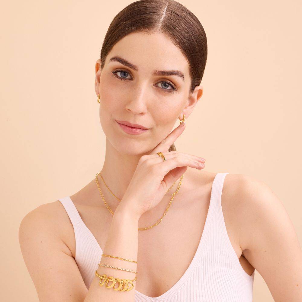 Bangle Bracelet with Heart Shape Pendants in Vermeil - Best Gift for Grandmothers - Grandmothers Bracelets - Image 5
