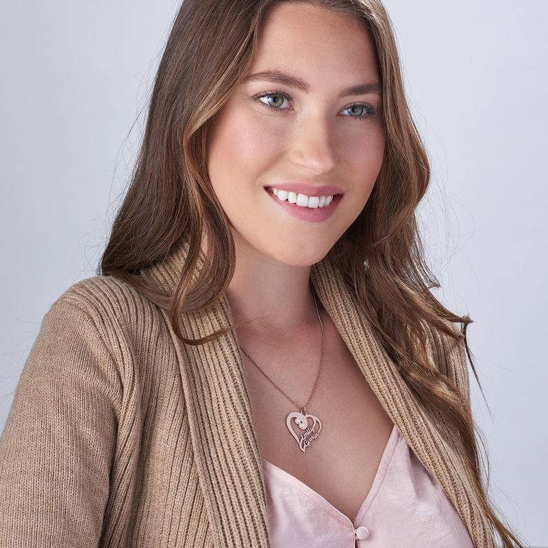 Two Hearts Forever One Necklace with Diamond in Rose Gold Plating - Image 2