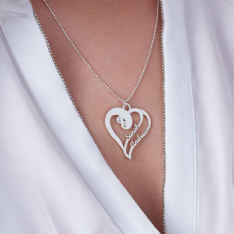 Two Hearts Forever One Necklace with Diamond in Sterling Silver - Image 3