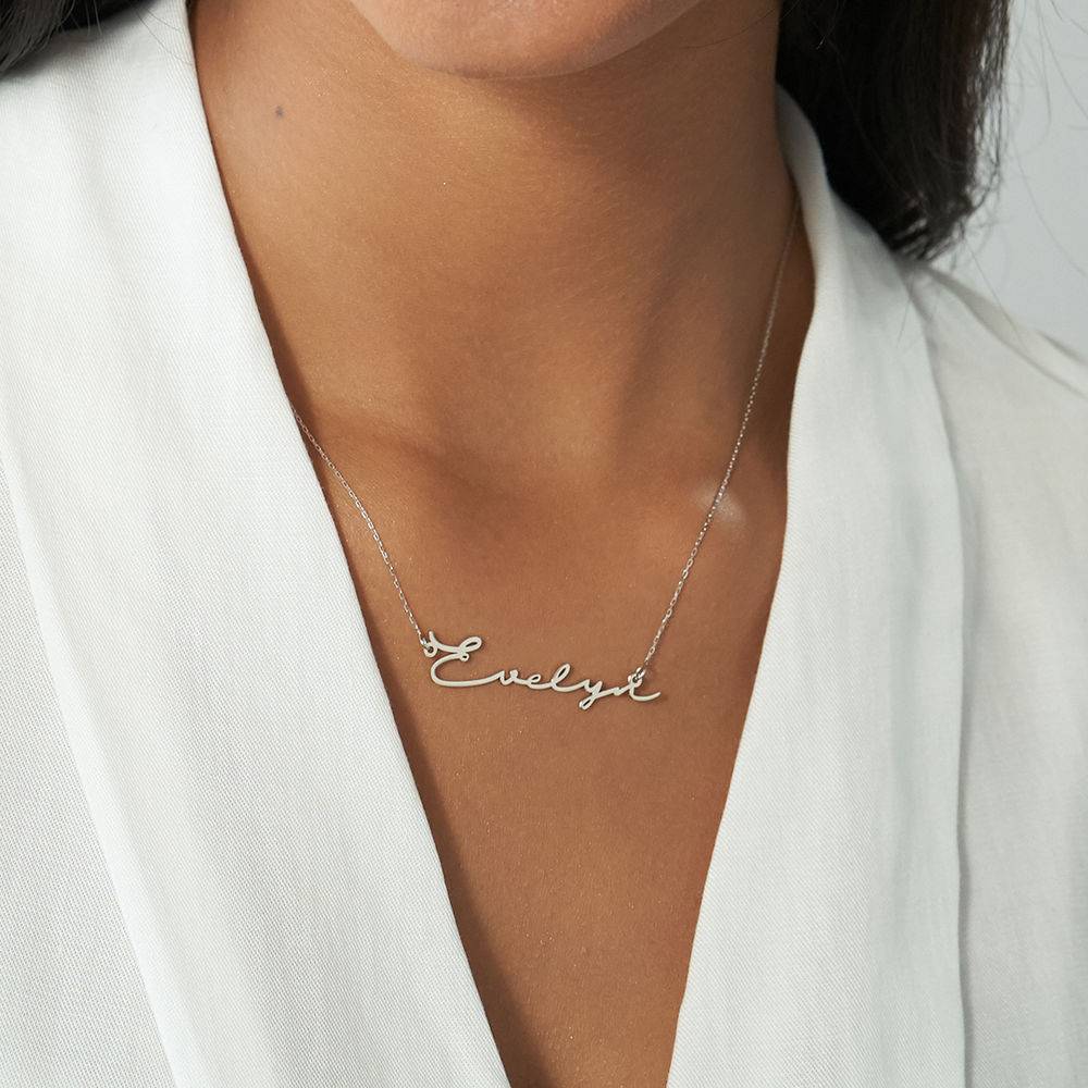 Birthday Gifts Ideas for Her - Signature Style Name Necklace - White Gold - Custom Name Necklace - Image 3