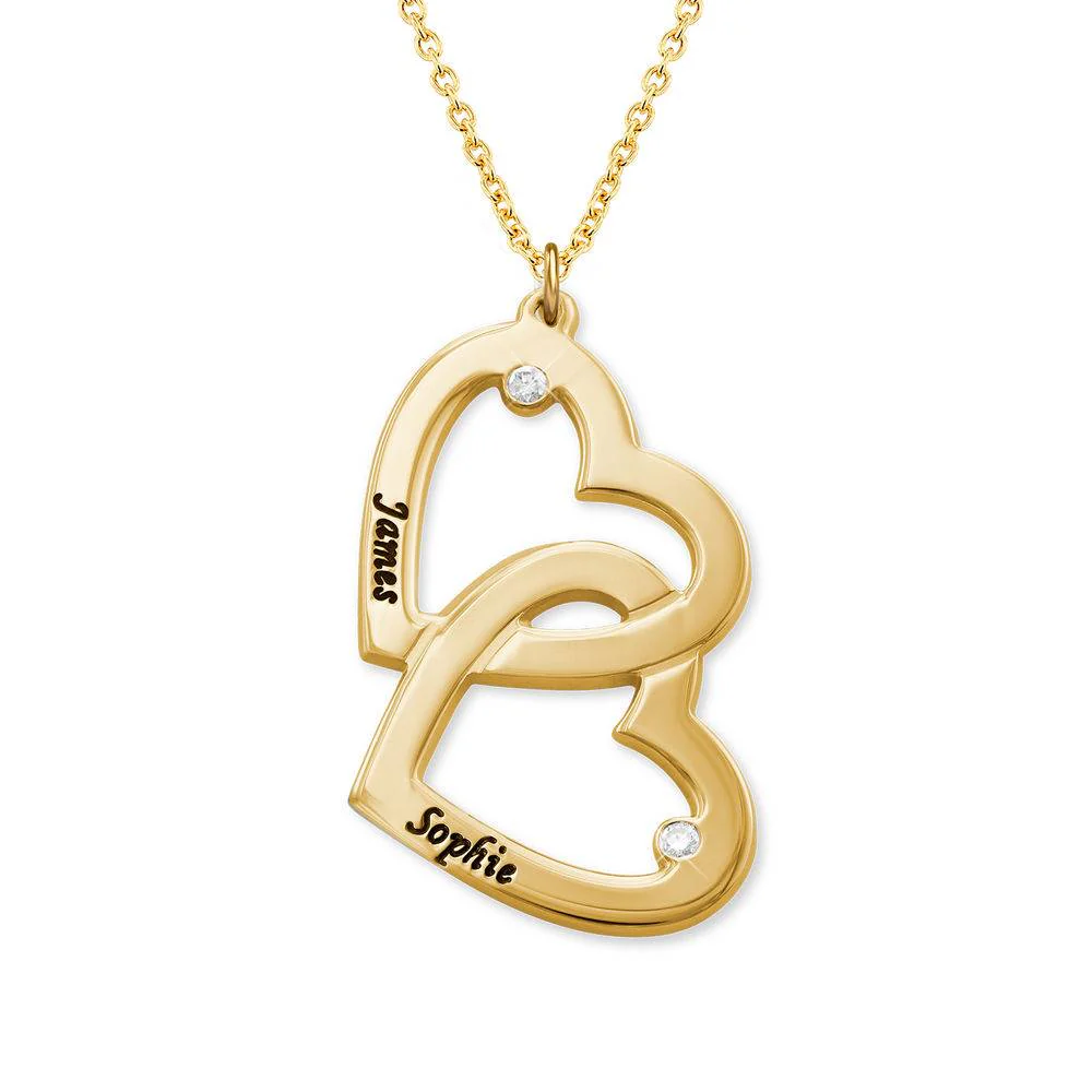 Heart in Heart Necklace in Gold Vermeil with Diamonds