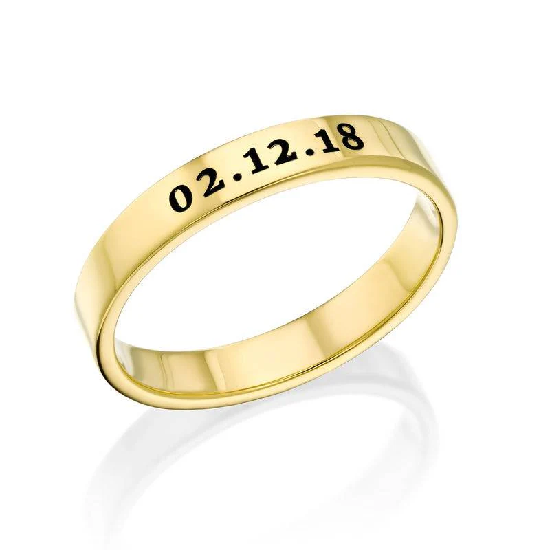 Engraved Thin Band Ring in Gold Plating - Image 2