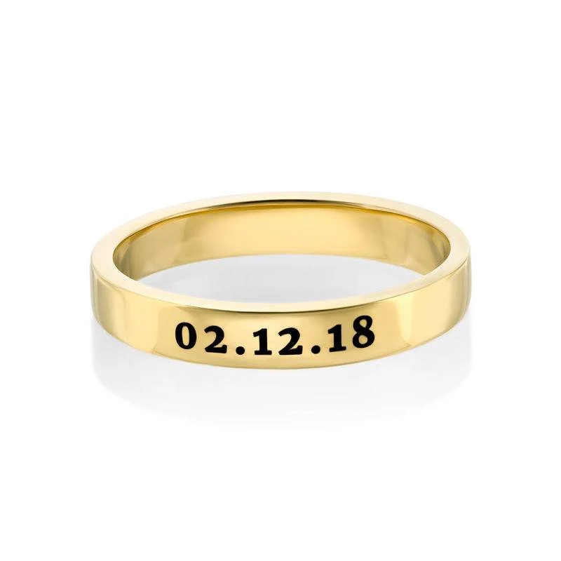 Engraved Thin Band Ring in Gold Plating - Image 3
