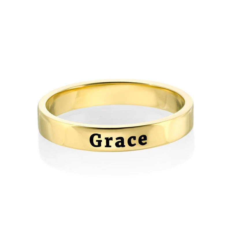 Engraved Thin Band Ring in Gold Plating - Image 4
