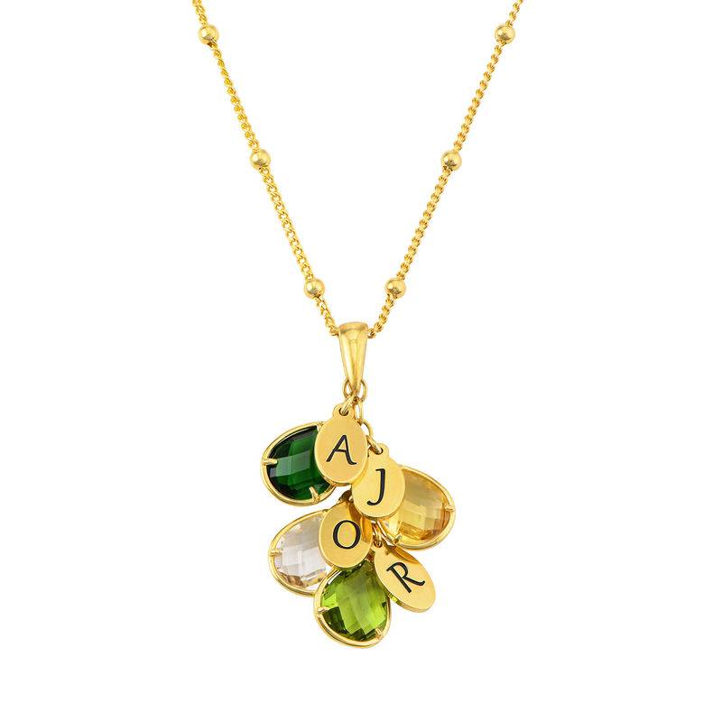 Custom Initials Birthstone Necklace for Mom in Gold Plating - Gifts for Mom - Present for Grandma - Birthday Gift for Mom - Family Birthstone Necklace