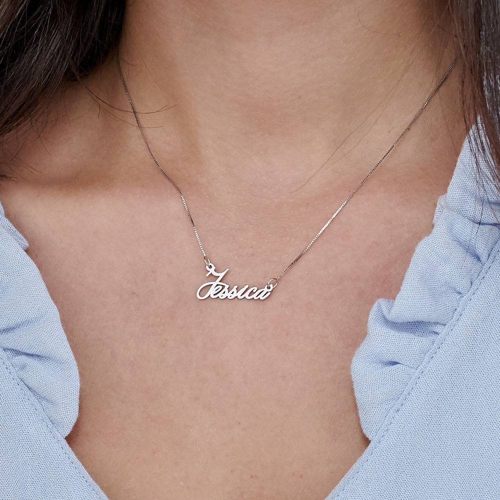 14K Tiny White Gold Name Necklace - Image 3