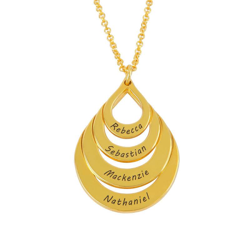 Mothers Gifts - Engraved Family Necklace - Four Drops in Gold Plating - Mom Necklace - Mom Jewelry