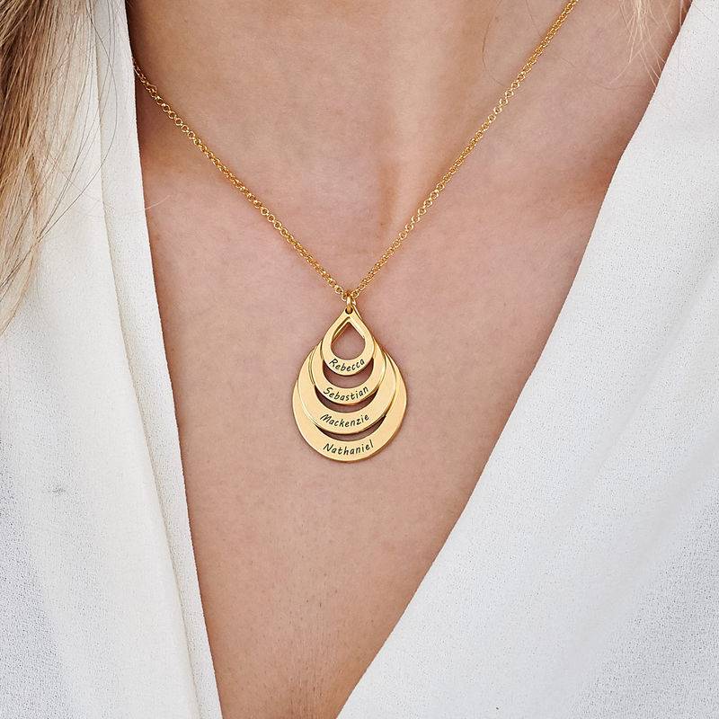 Mothers Gifts - Engraved Family Necklace - Four Drops in Gold Plating - Mom Necklace - Mom Jewelry - Image 2