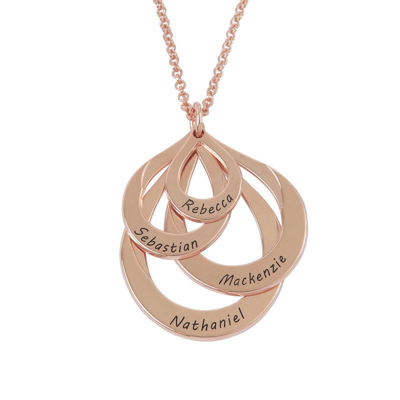 Engraved Family Necklace - Four Drops in Rose Gold Plating - Image 3