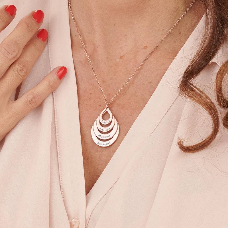 Engraved Family Necklace - Four Drops in Rose Gold Plating - Image 4