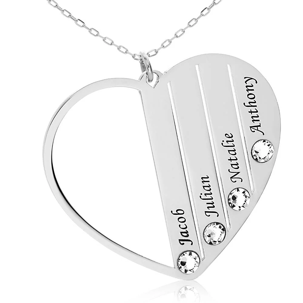 Mom Birthstone Necklace in White Gold 10K - Image 3