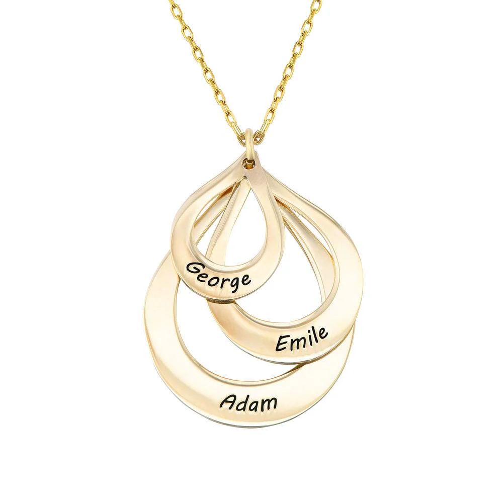 Great Gifts for Mom - Engraved Family Necklace Drop Shaped in Gold 10K - Image 3