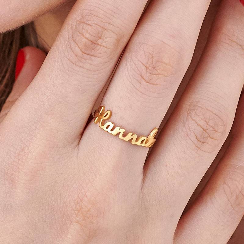 Personalized Script Name Ring in Gold Plating - Gifts for Her - Image 4