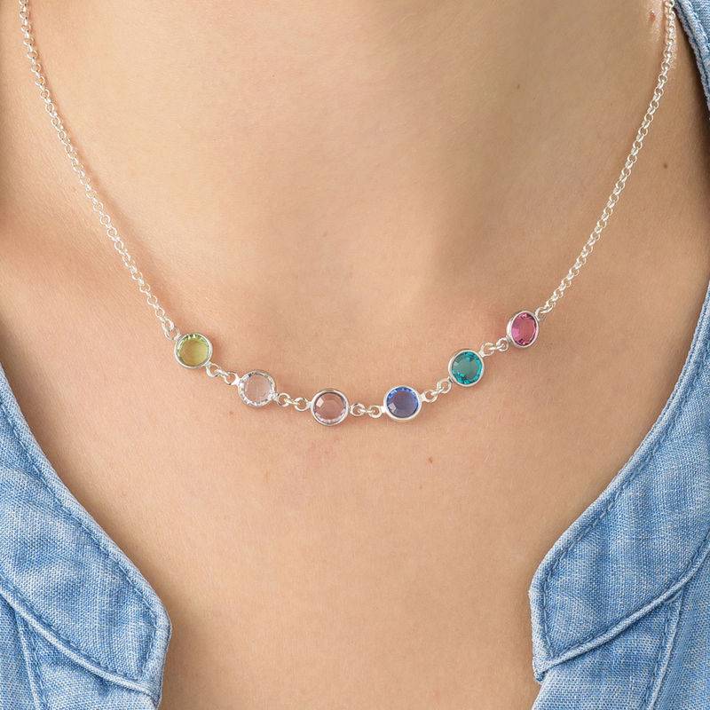 Mother's Birthstone Necklace in Silver - Image 4