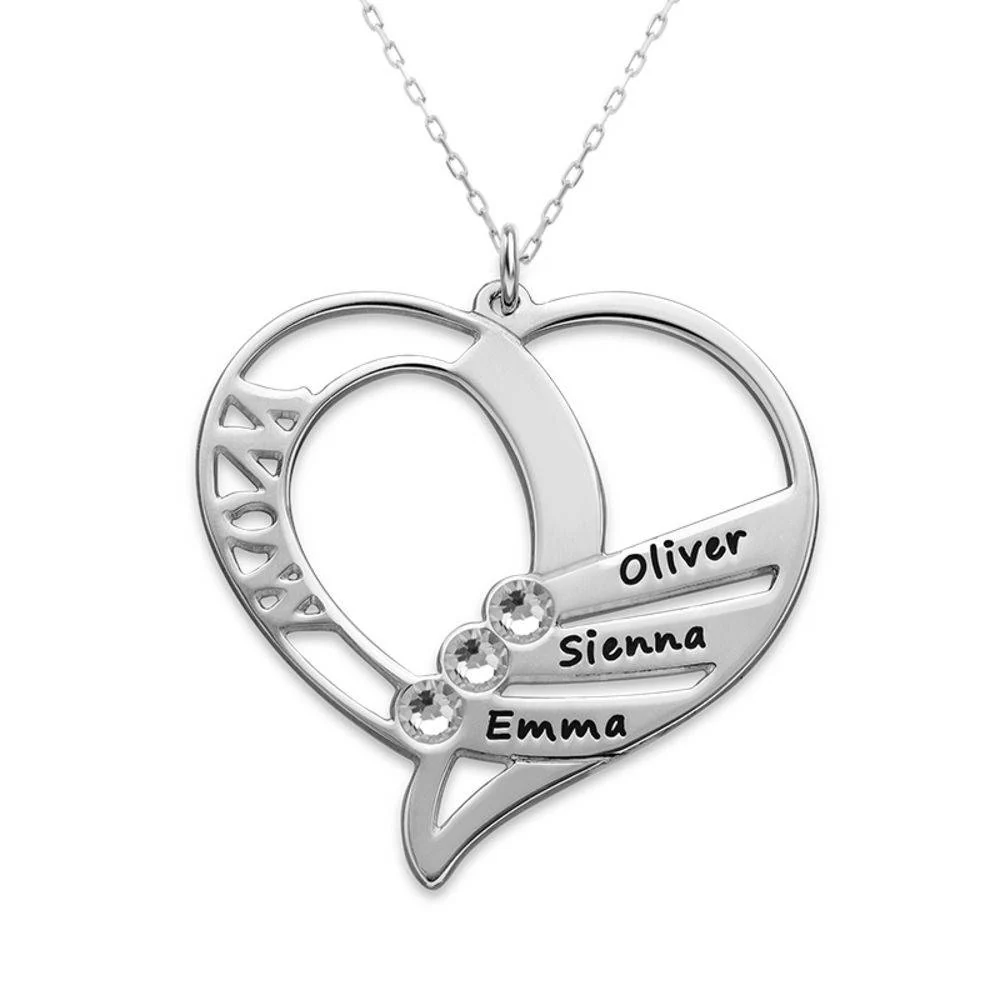 Engraved Mom Birthstone Necklace in 10K White Gold - Image 3