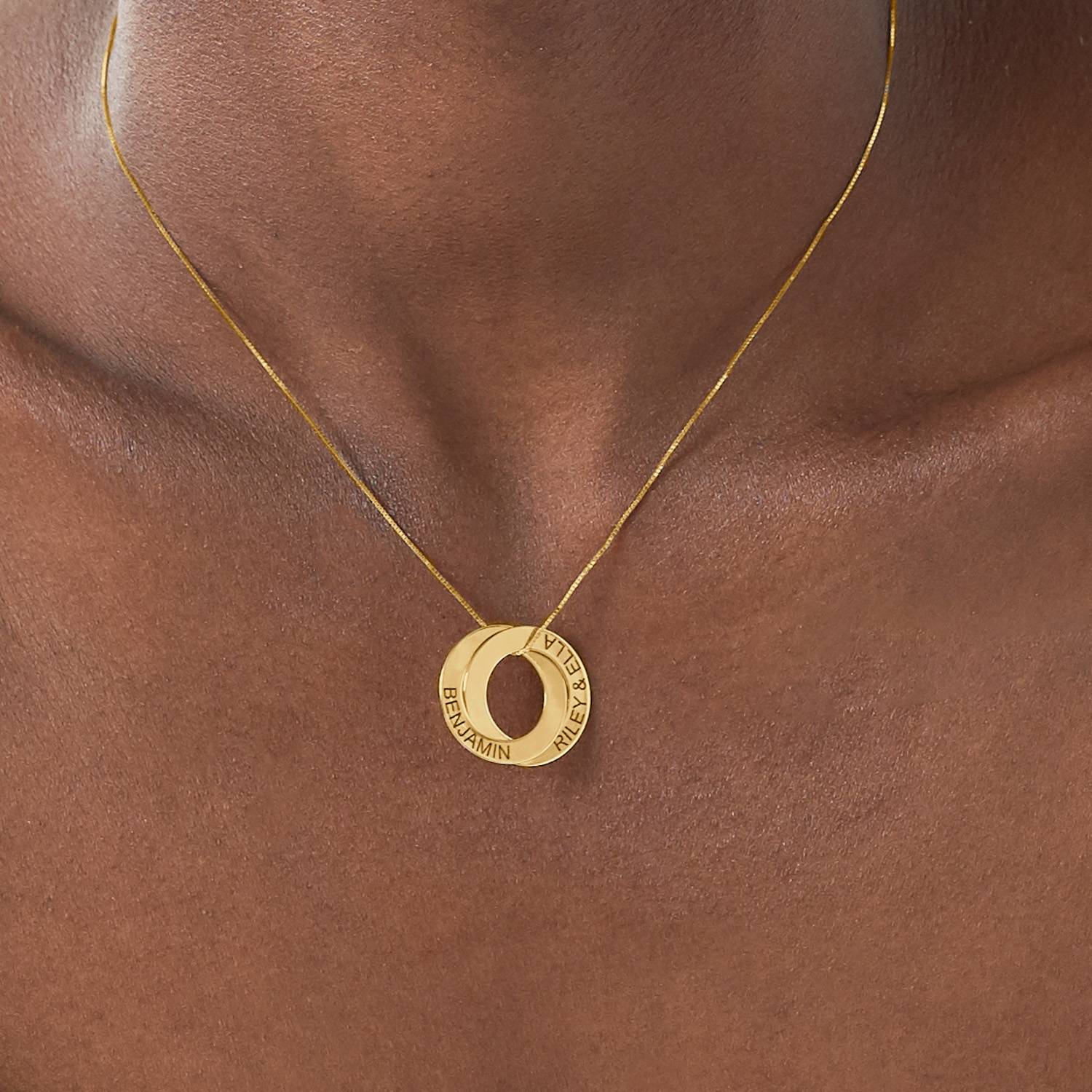 Gifts for Her - Russian Ring Necklace with 2 Rings in 10K Yellow Gold - Mom Necklace - Image 2