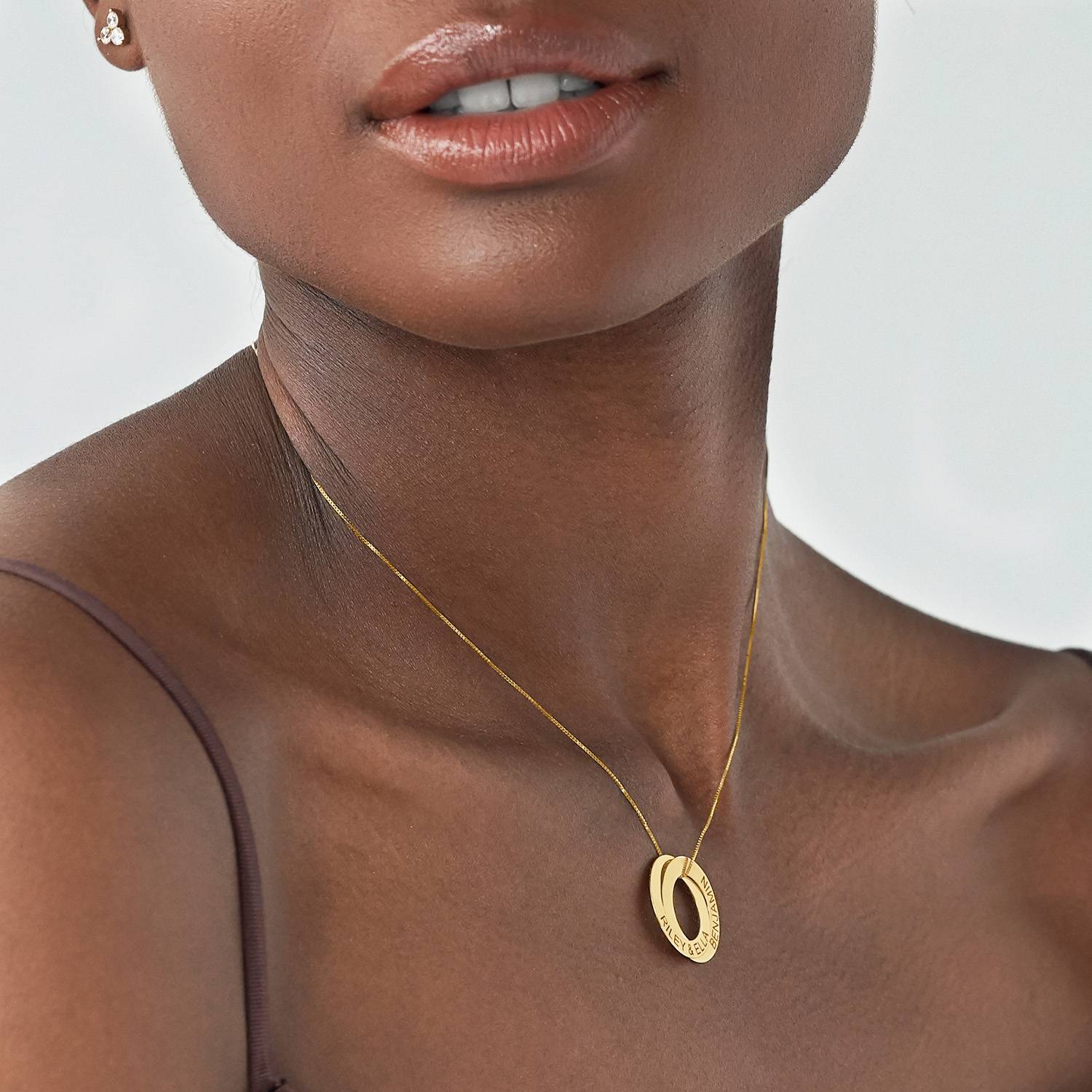 Gifts for Her - Russian Ring Necklace with 2 Rings in 10K Yellow Gold - Mom Necklace - Image 4