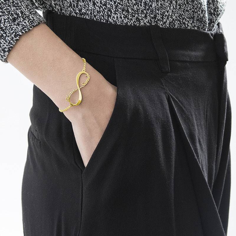 14K Gold Infinity Bracelet with Names - Image 2