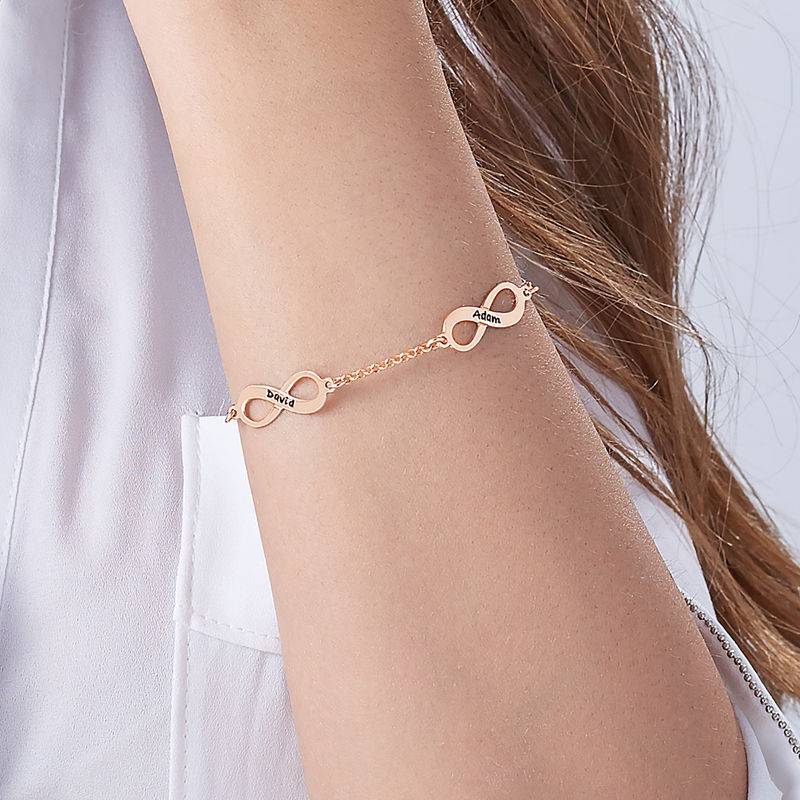 Personalized Multiple Infinity Bracelet with Rose Gold Plating - Image 4