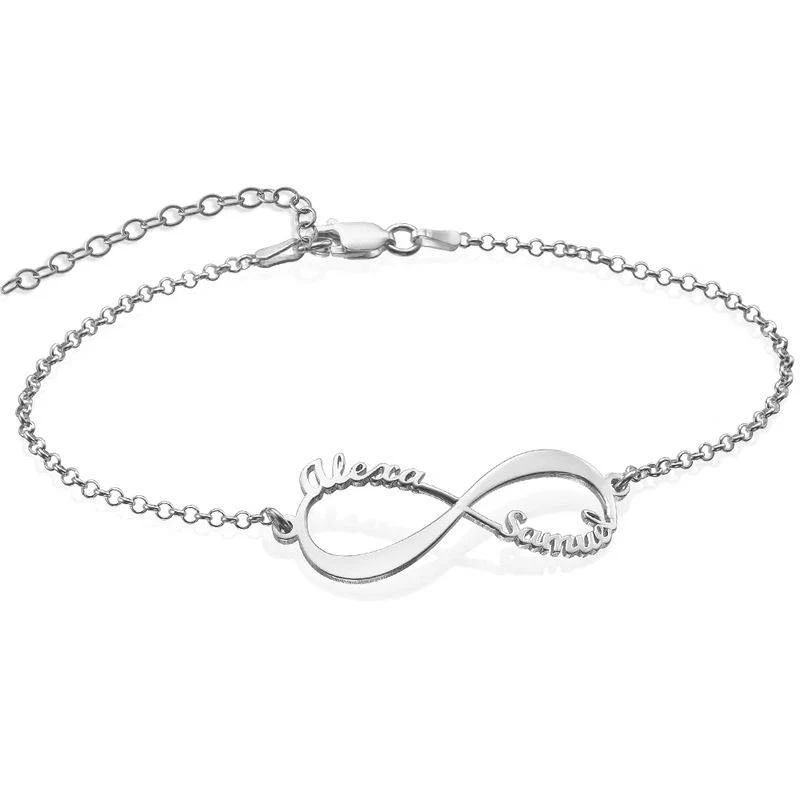 Good Anniversary Gifts for Her - Infinity Bracelet with Names - Sterling Silver