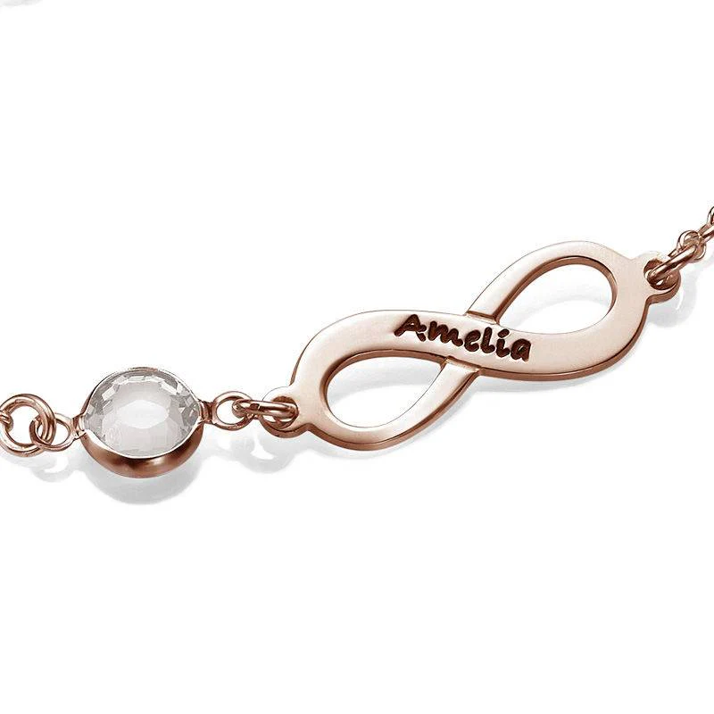 Infinity Birthstone Bracelet in Rose Gold Plating - Image 3
