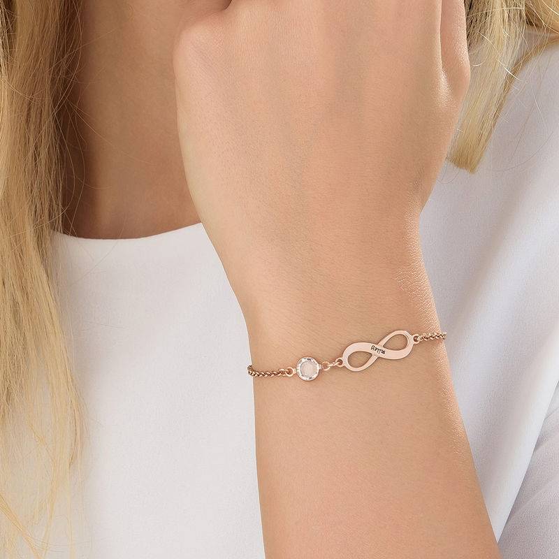 Infinity Birthstone Bracelet in Rose Gold Plating - Image 4